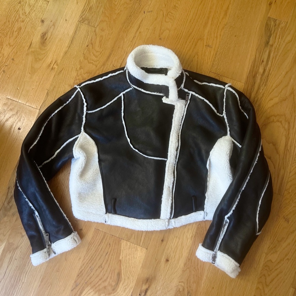 Faux Leather Cropped Jacket